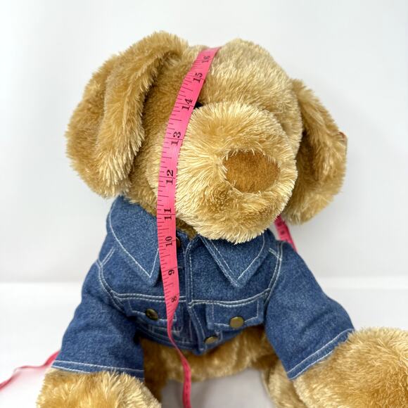 GUND Plush Dog #45544 Tan Stuffed Animal w/ Denim Overalls Exclusive Edition 15" - Picture 2 of 10